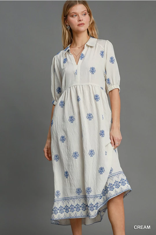 Embroidered Midi Dress