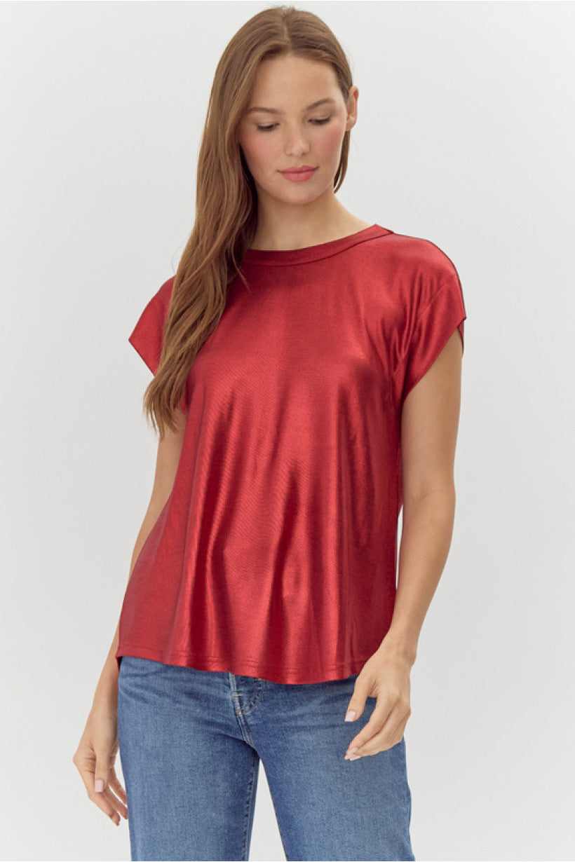 Red Shine Crew Top