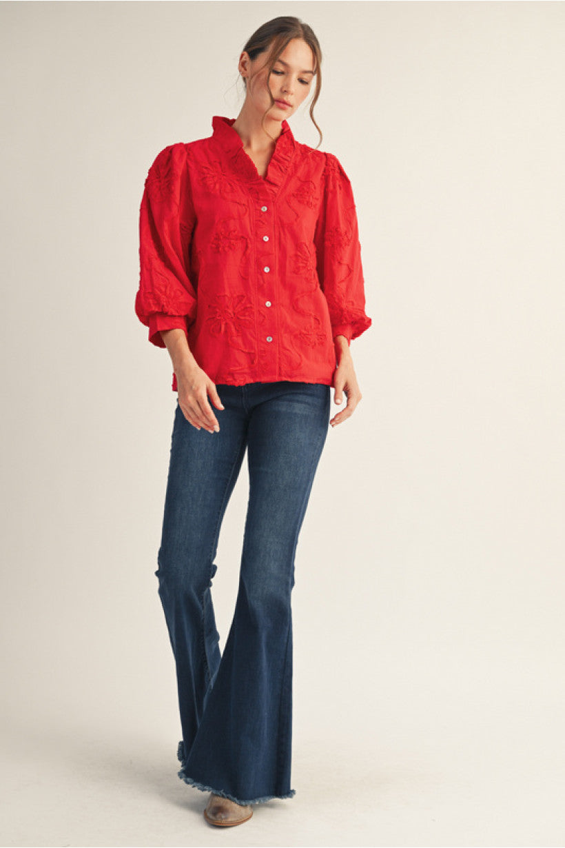 Textured Floral Top