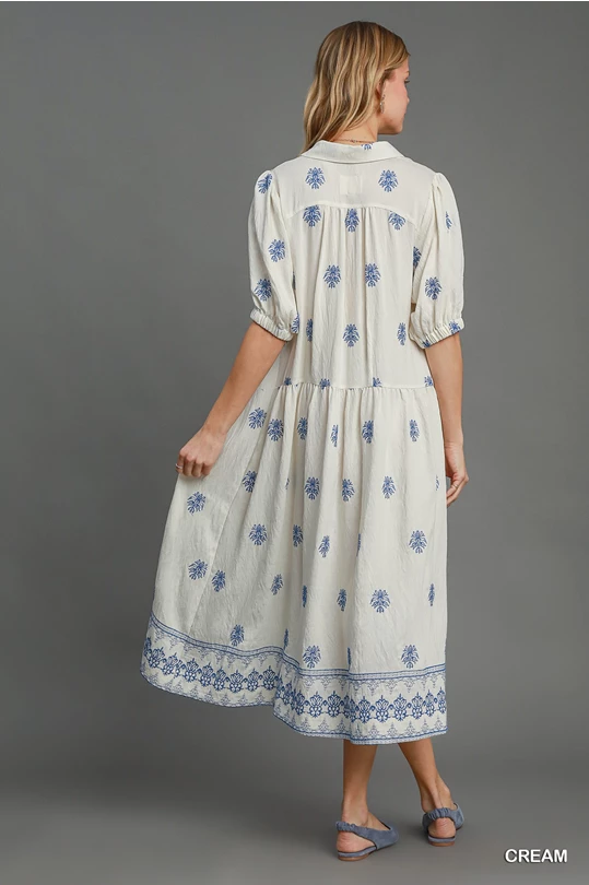 Embroidered Midi Dress
