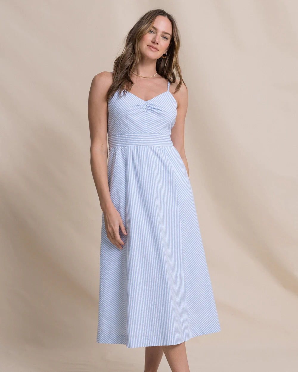 Southern Tide Women's Cami Seersucker Blue (Size XS) 98% Cotton 2% Spandex