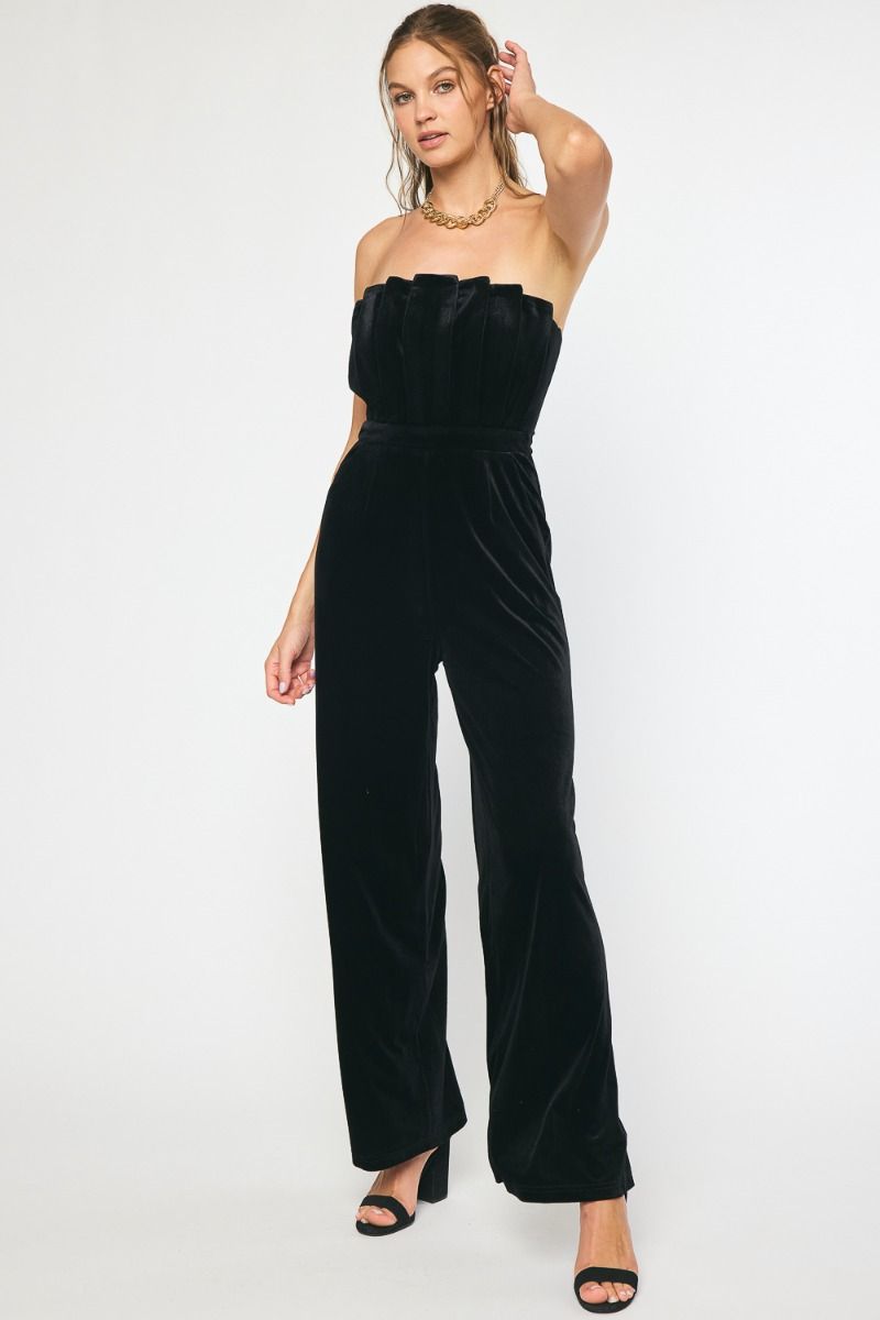 Strapless store velvet jumpsuit