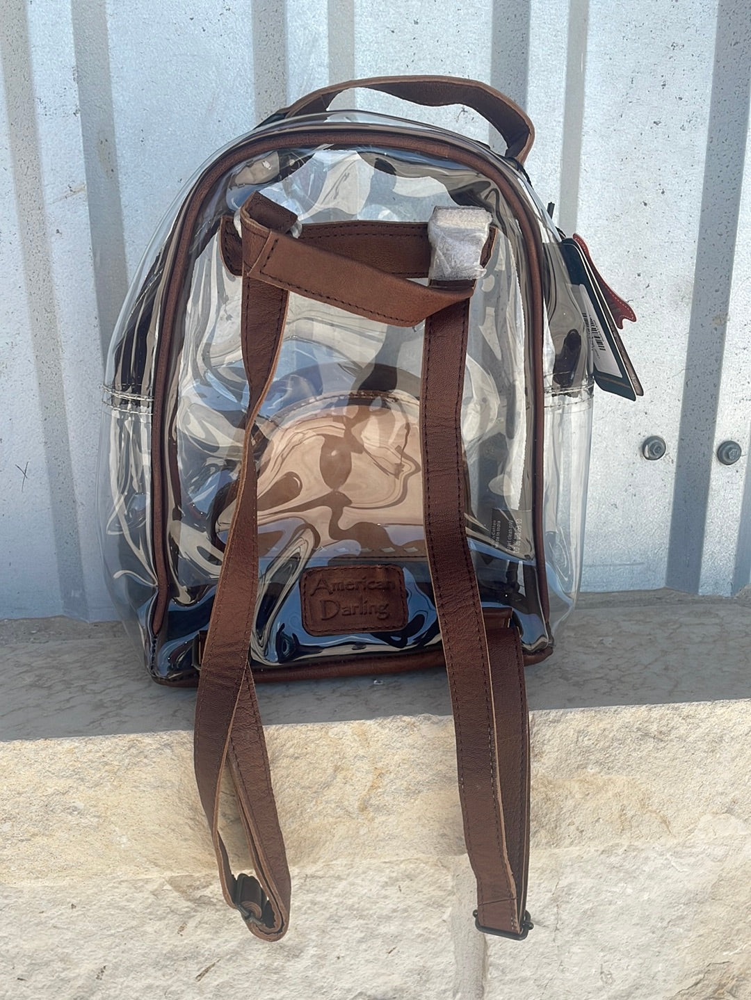 Clear Tooled Leather Backpack