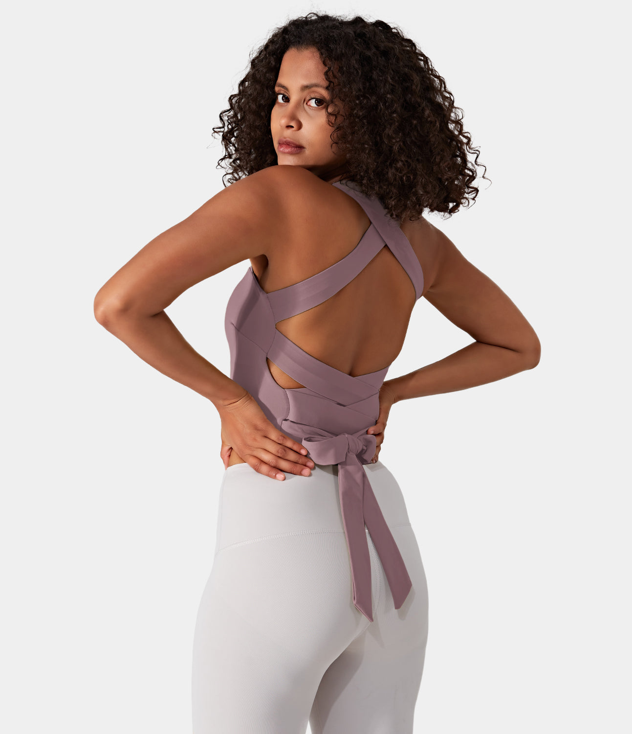Halara Lavendar Criss Cross Crop