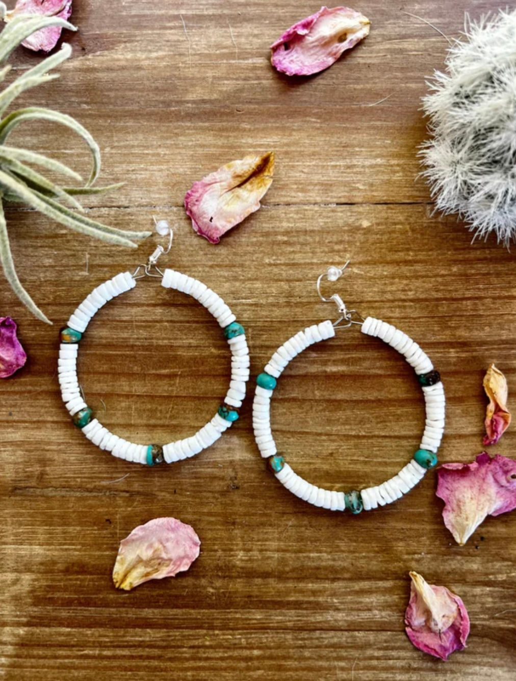 PF Shell Hoop & Turquoise Earrings