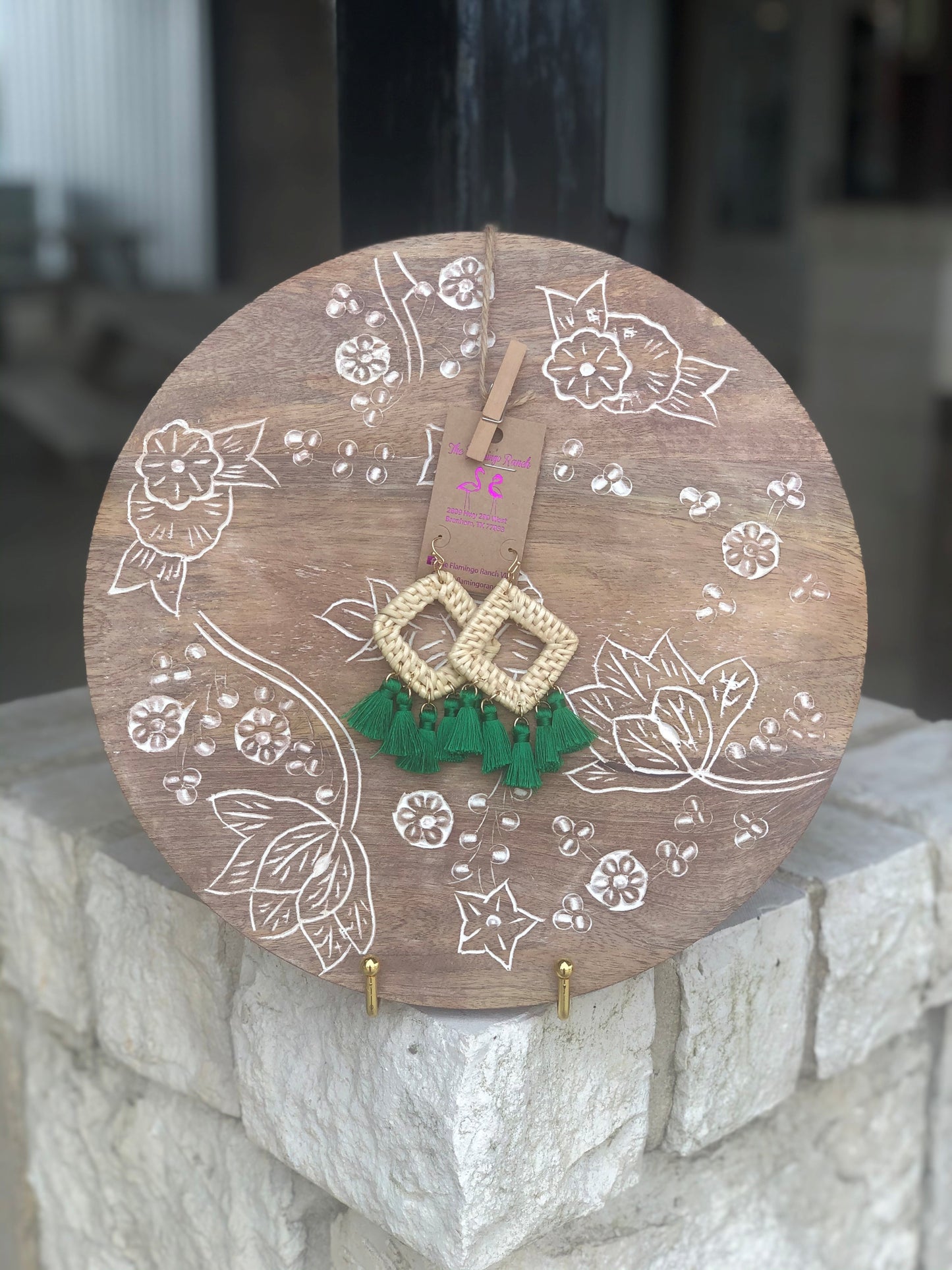 PF Beachy Green Tassel Earrings