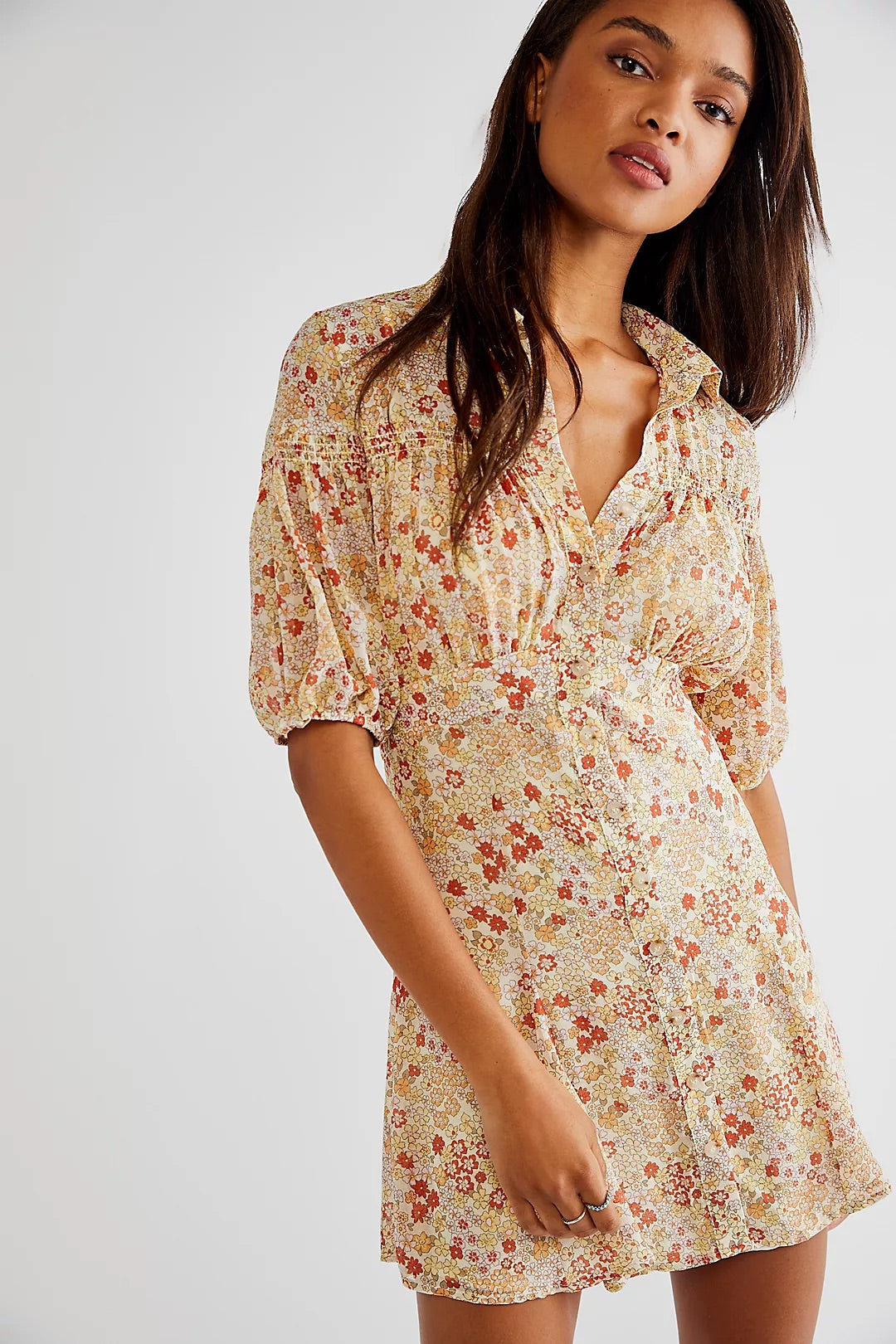 free people floral dress Free People Bonnie Mini Dress - Tea Combo