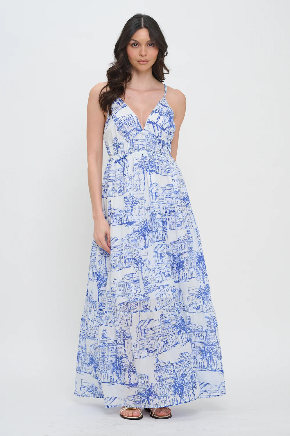 Santorini Coastal Maxi Dress