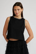 Meghan Crystal Trim Top