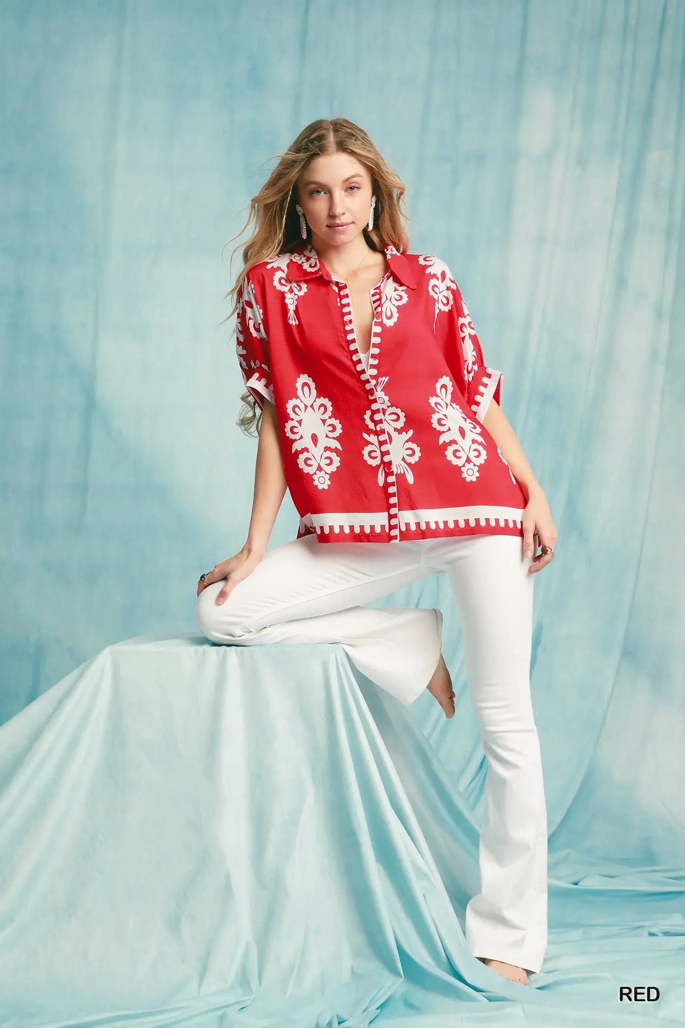 Abstract Button Down Top