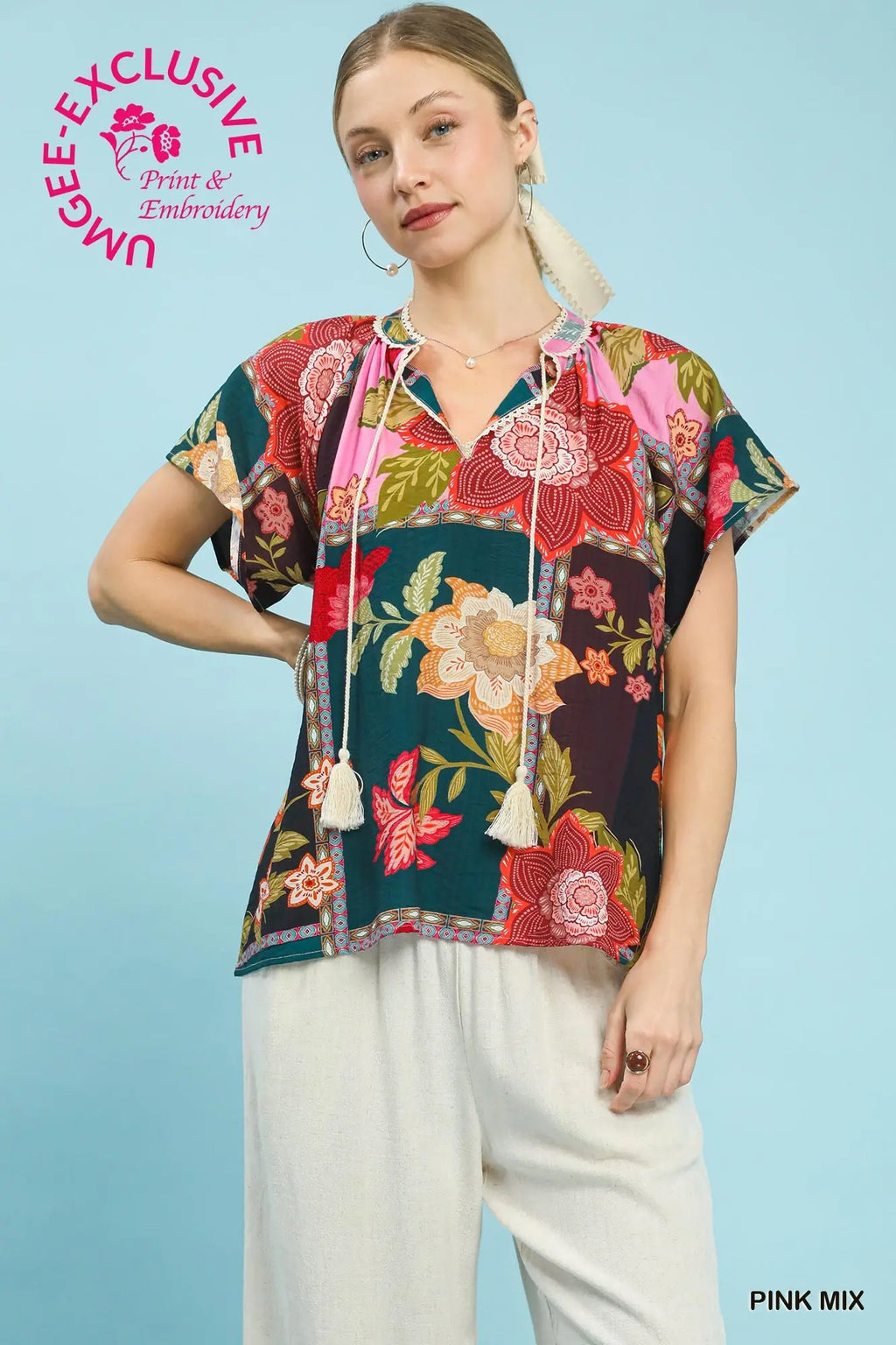 Patchwork Floral Print Top