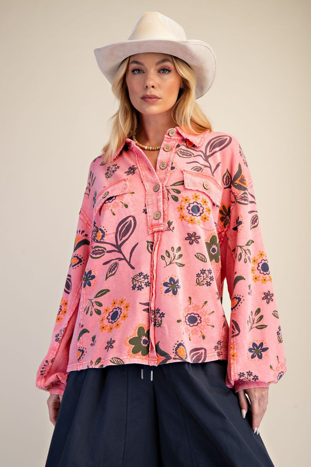 Floral Collared Pullover
