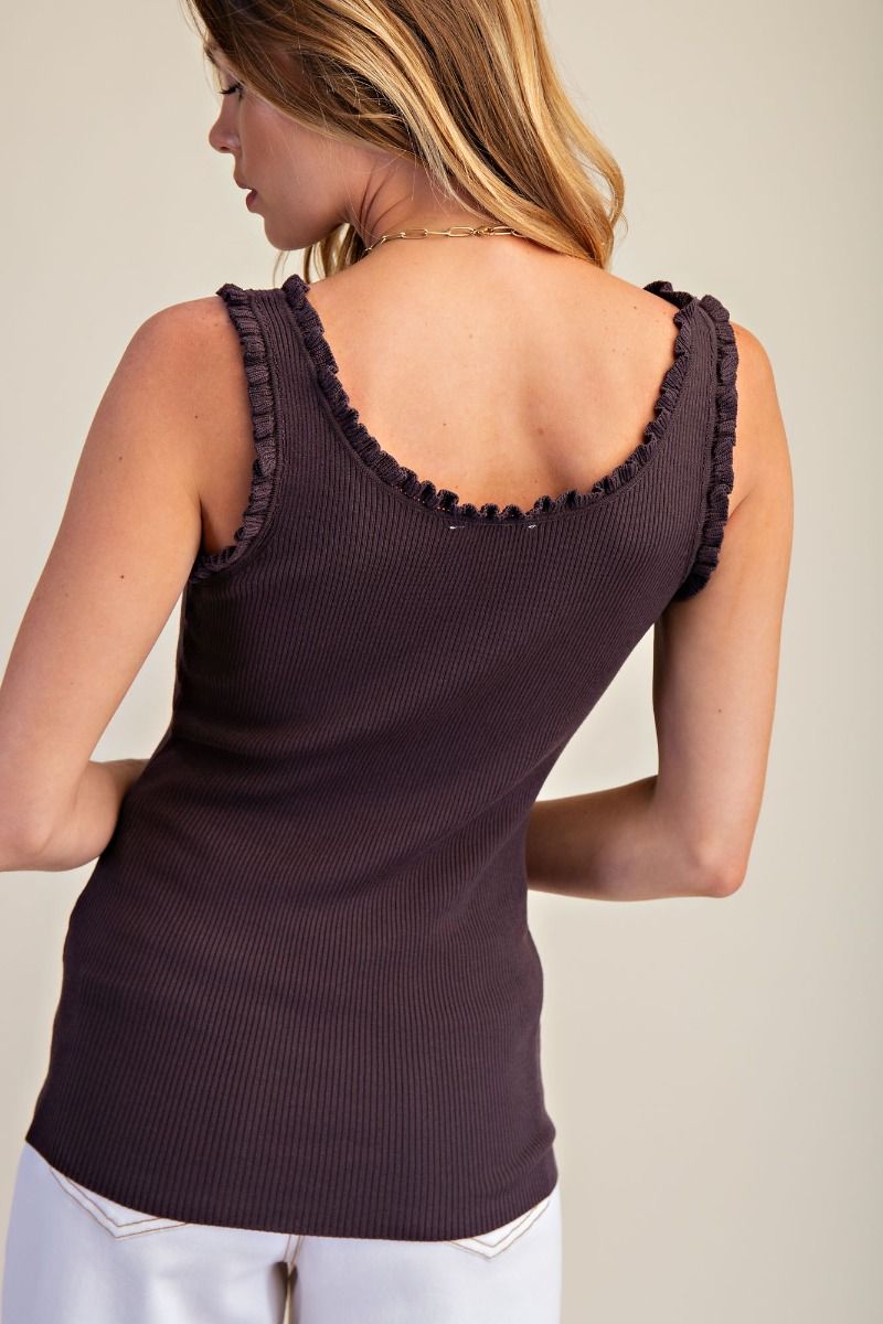 Smoke Ruffle Hem Tank