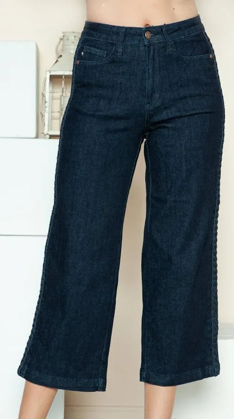 Braid Detail Crop Denim