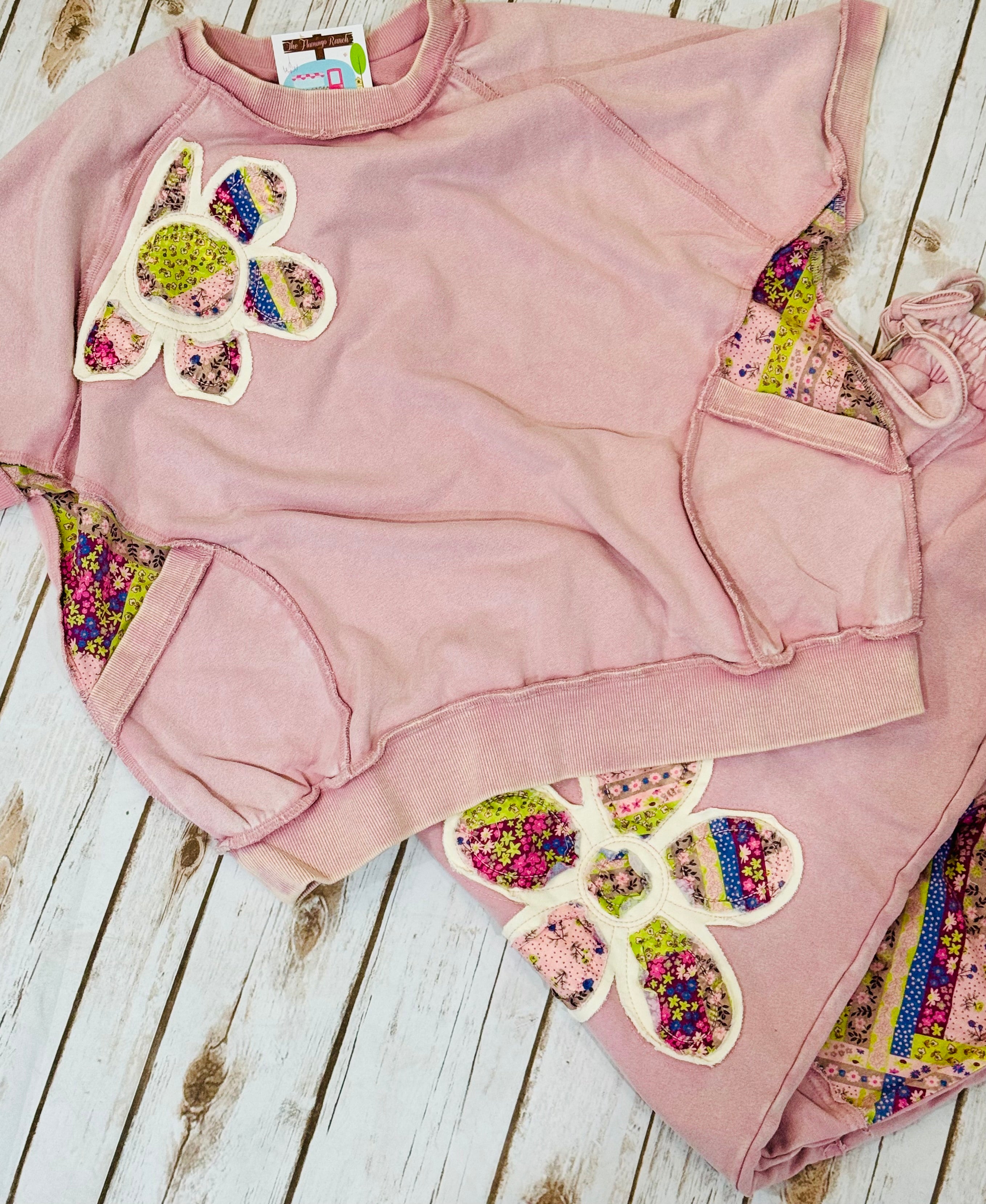 Dusty Rose Patchwork Top