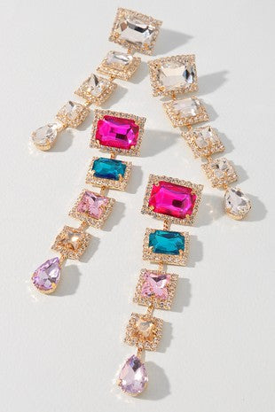 Rhinestone Square Drop Earrings