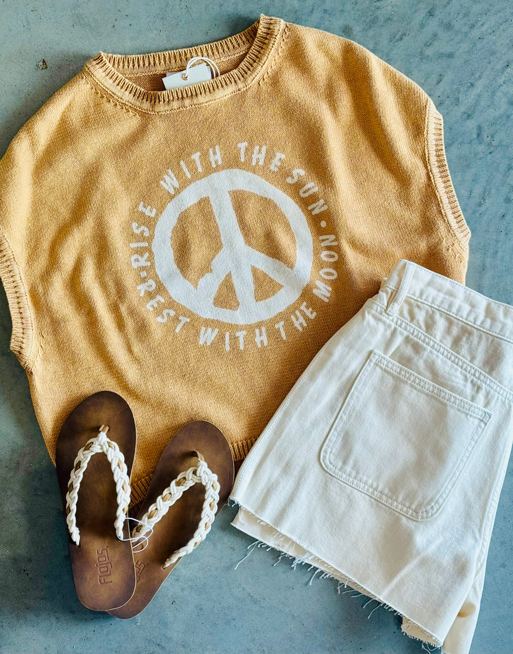 Washed Peace Sign Sweater