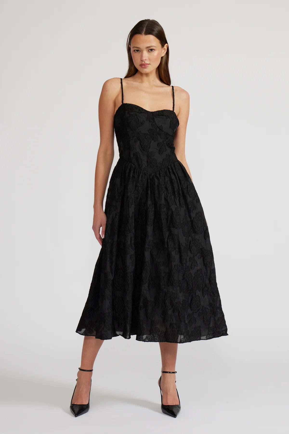 Ingrid Black Midi Dress
