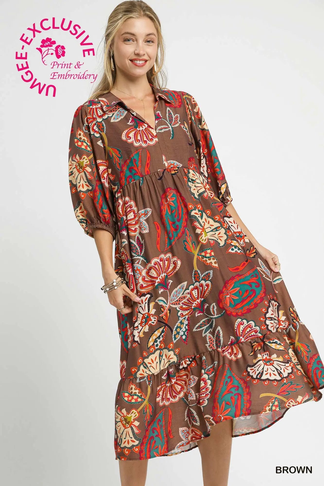 Boho Paisley Midi Dress