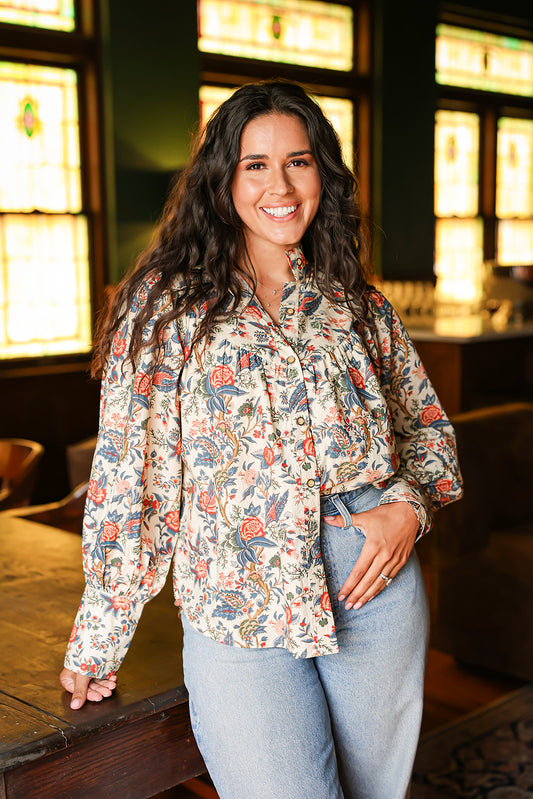 Jenna Layerz Top - Red/Blue Floral