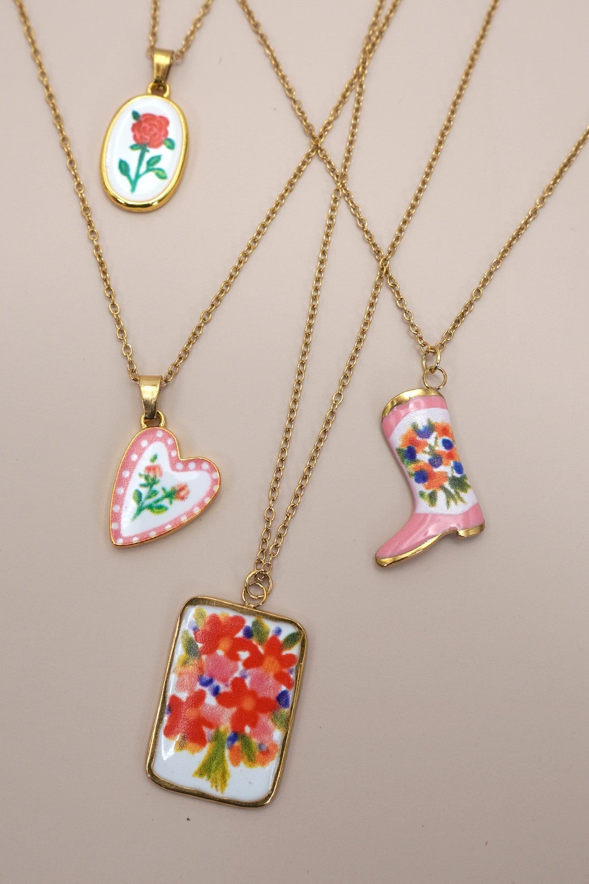 PF Handmade Ceramic Painted Necklace