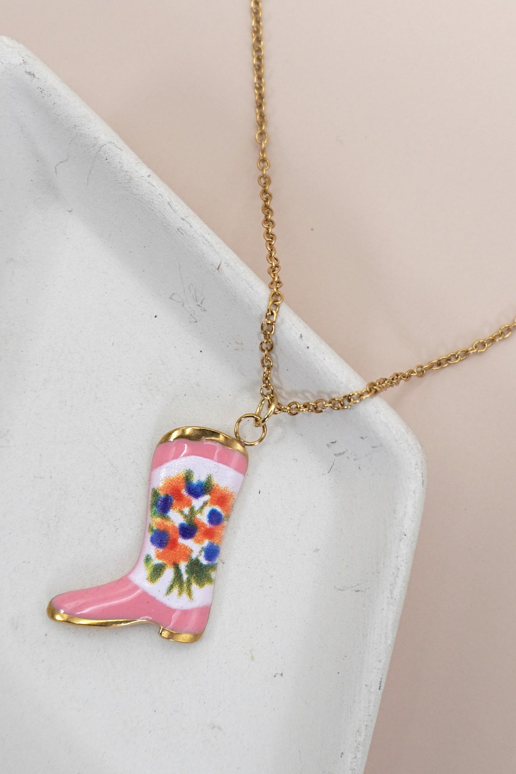 PF Handmade Ceramic Painted Necklace