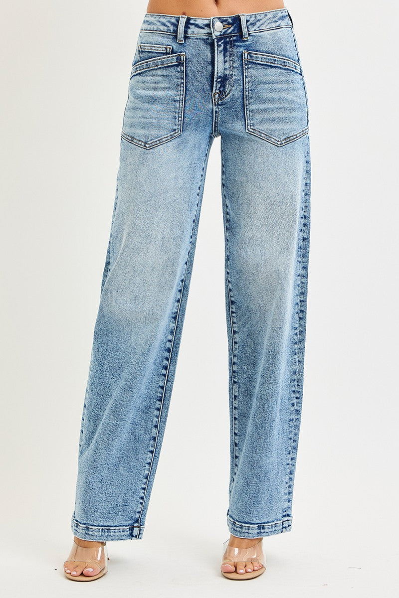 Light blue jeans on a white background