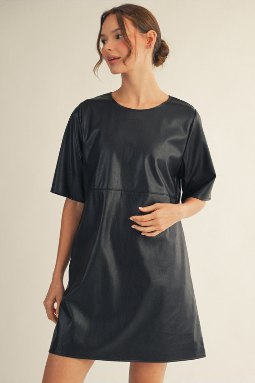 Black Faux Leather Dress