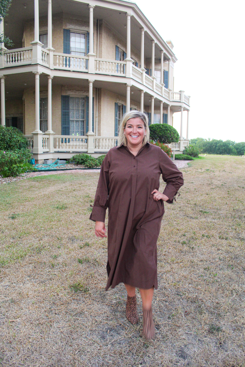 Collared Button Relaxed Midi Dress