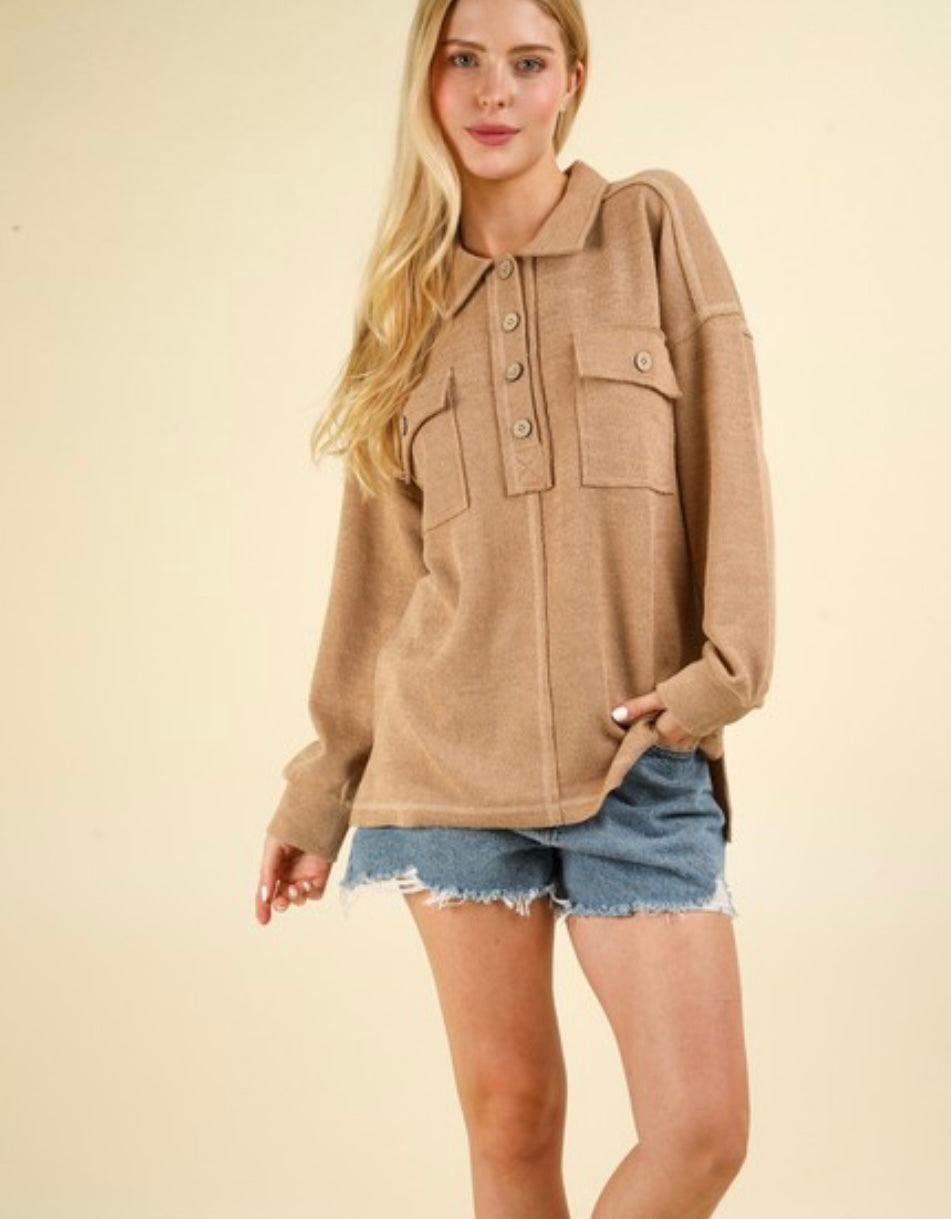 Collared Top with Pockets