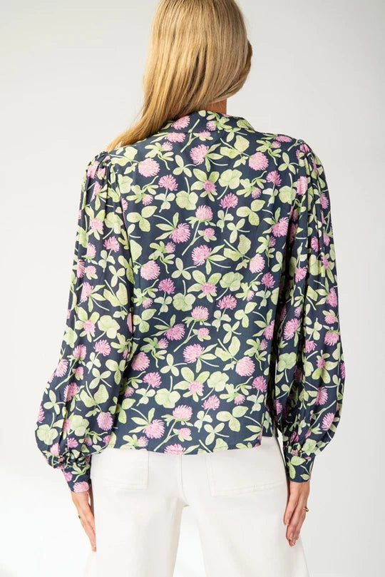 Navy Floral Button Down