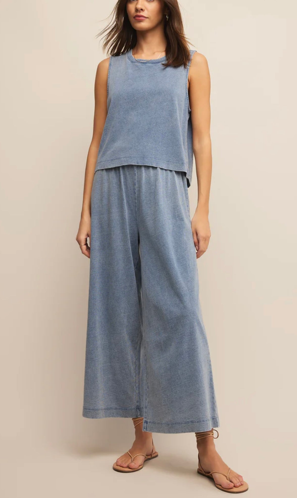 Sloane Jersey Denim Muscle Tank