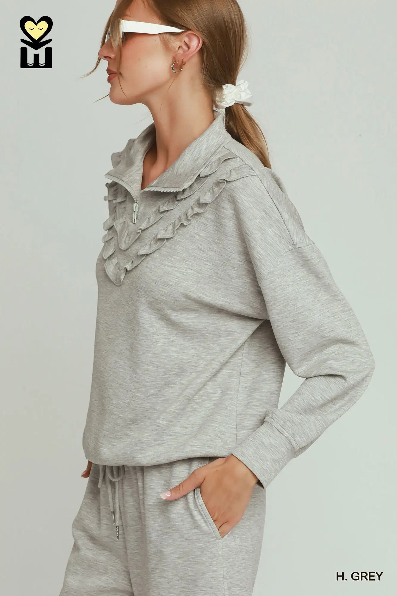 Ruffled Luxeknit Quarterzip