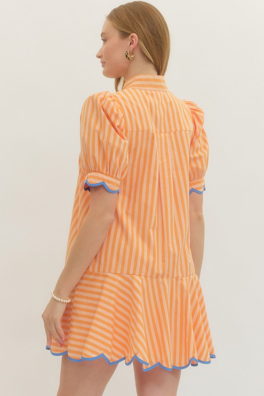 Orange Scallop Dress | Puff Sleeve Mini | The Flamingo Ranch Orange Scallop Dress | Puff Sleeve Mini | The Flamingo Ranch