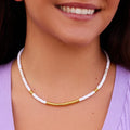 Gold & White Pisa Bead Choker