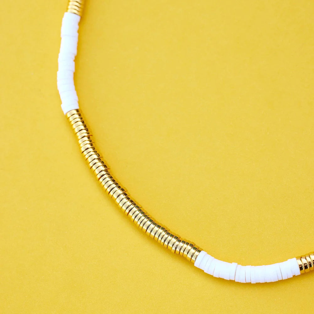 Gold & White Pisa Bead Choker