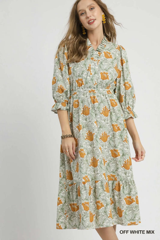 Abstract Print Midi Dress