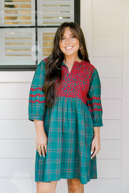 Helen Layerz Dress - Green Plaid