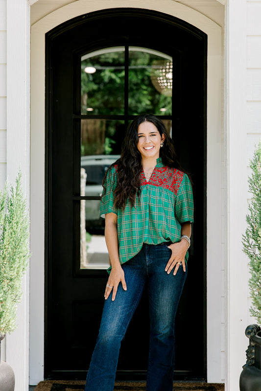 Reece Layerz Top- Green Plaid