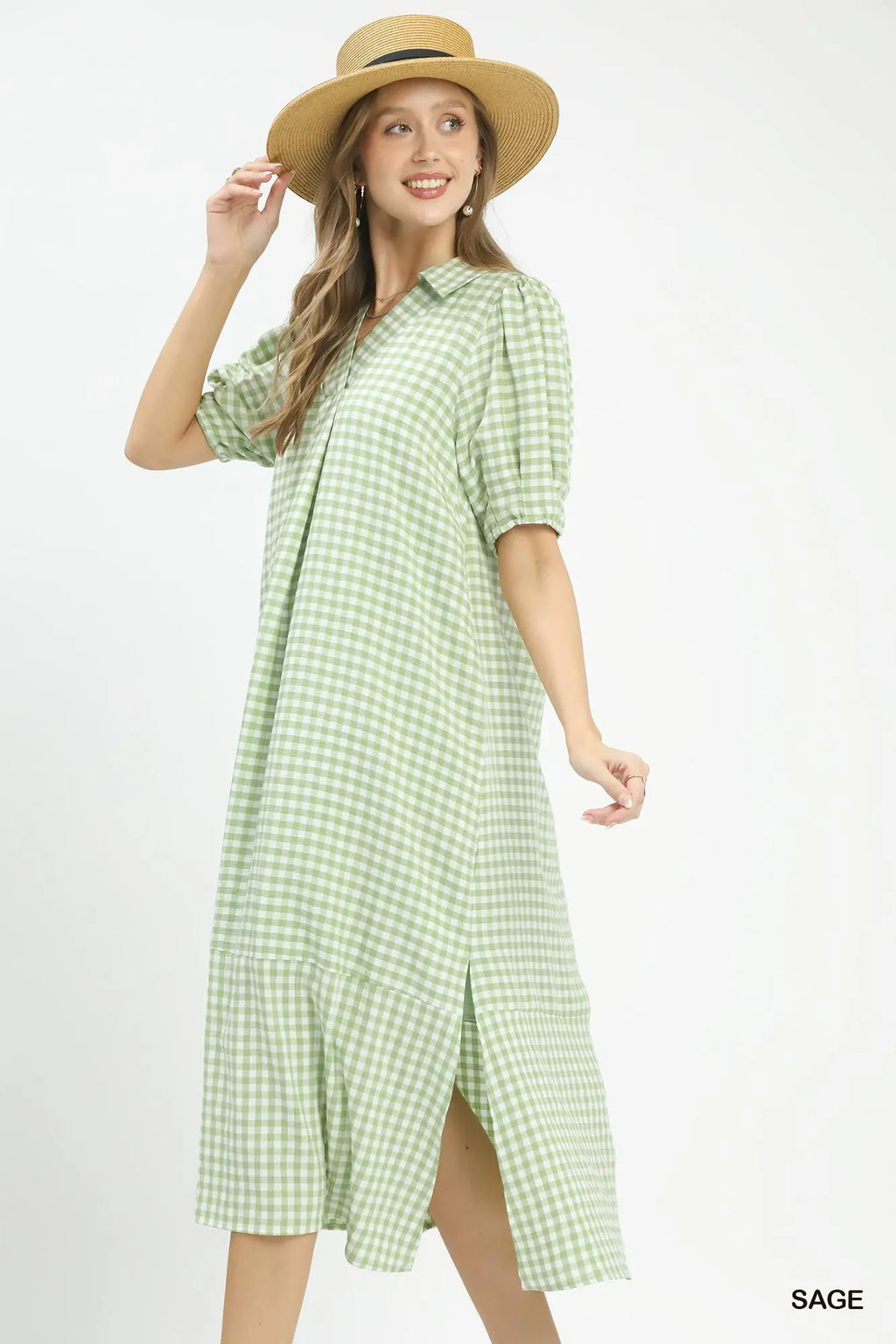 Sage Gingham Dress