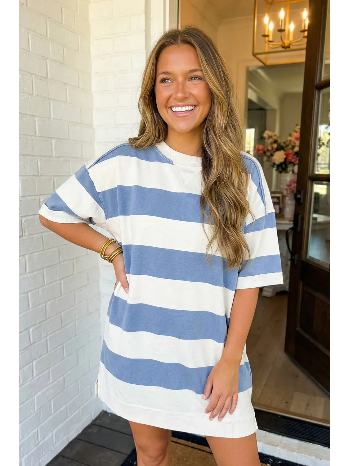 Blue Stripe Tee Dress