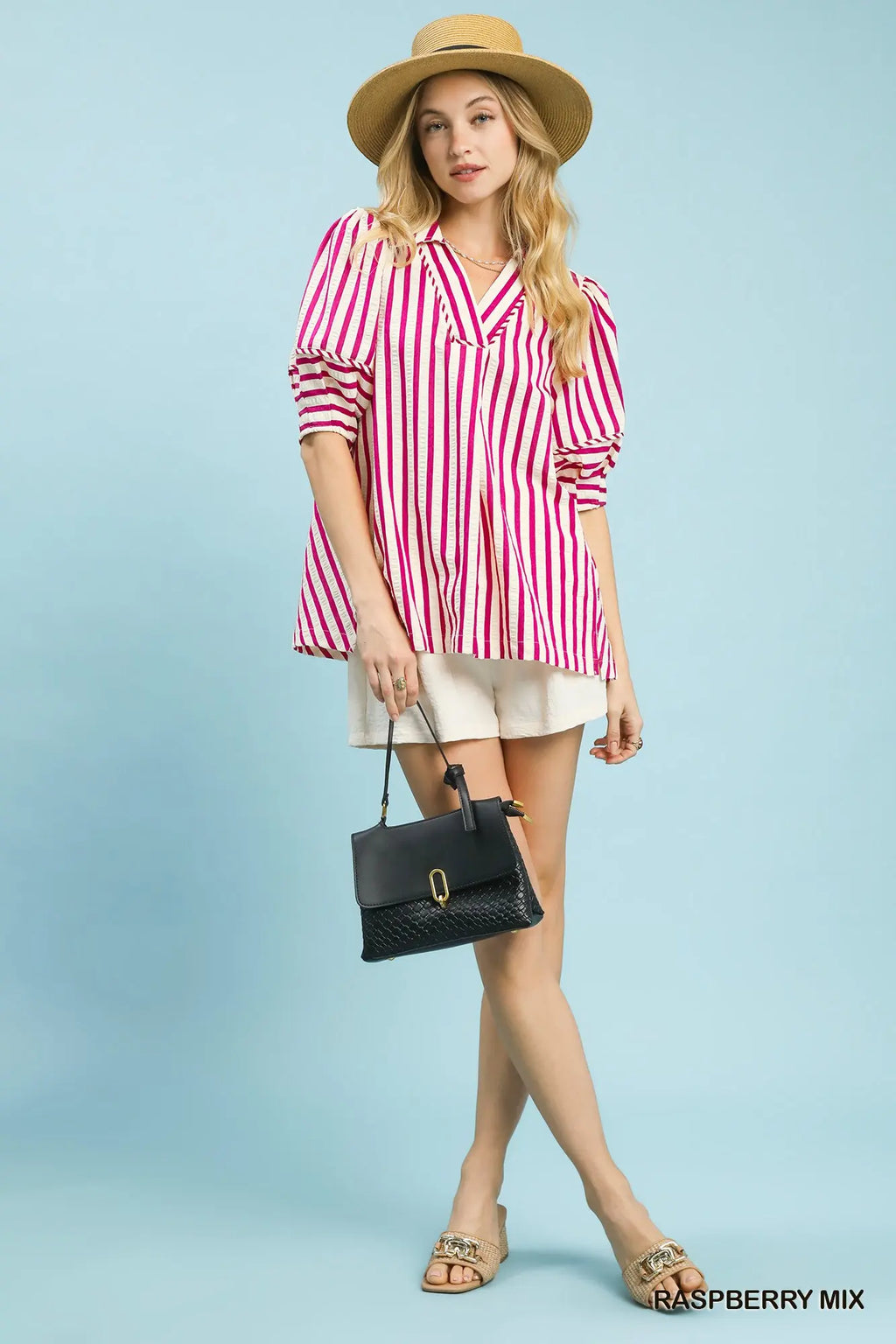 Raspberry Stripe Top