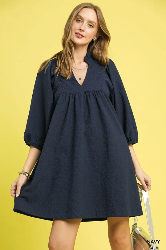 Textured Babydoll Dress