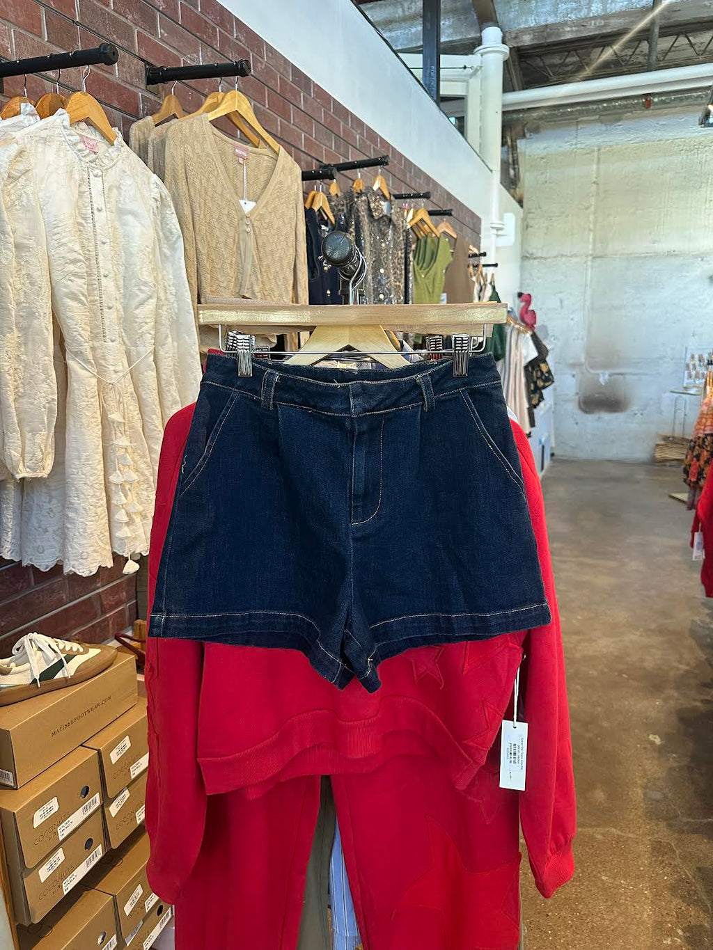 Dark Denim Paperbag Shorts