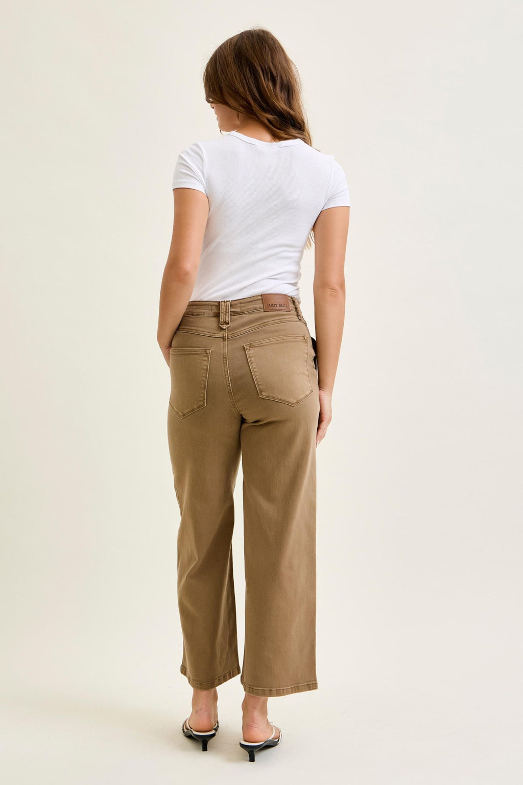 Golden Brown Vintage Ankle Wide Jeans