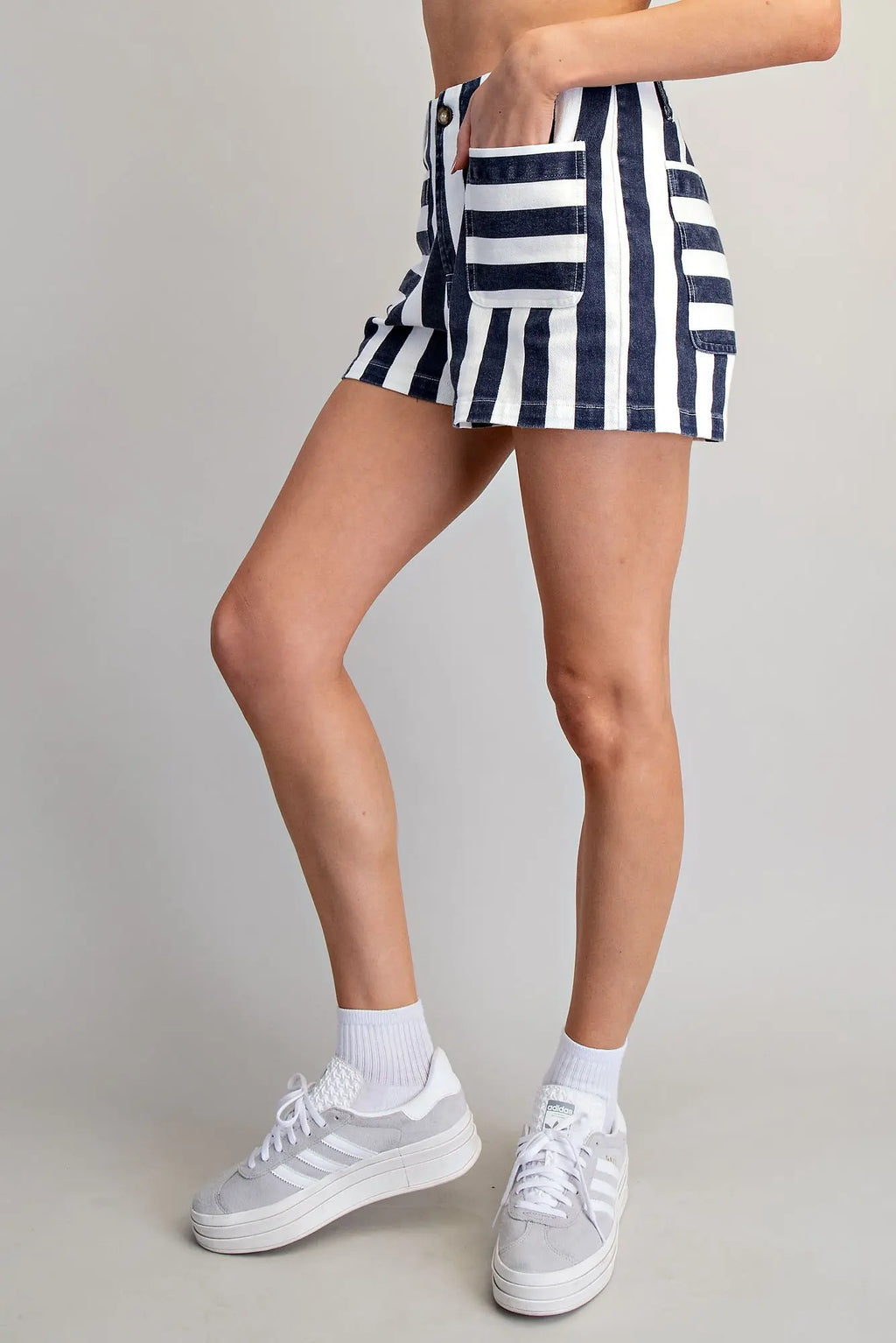 Navy Striped Shorts