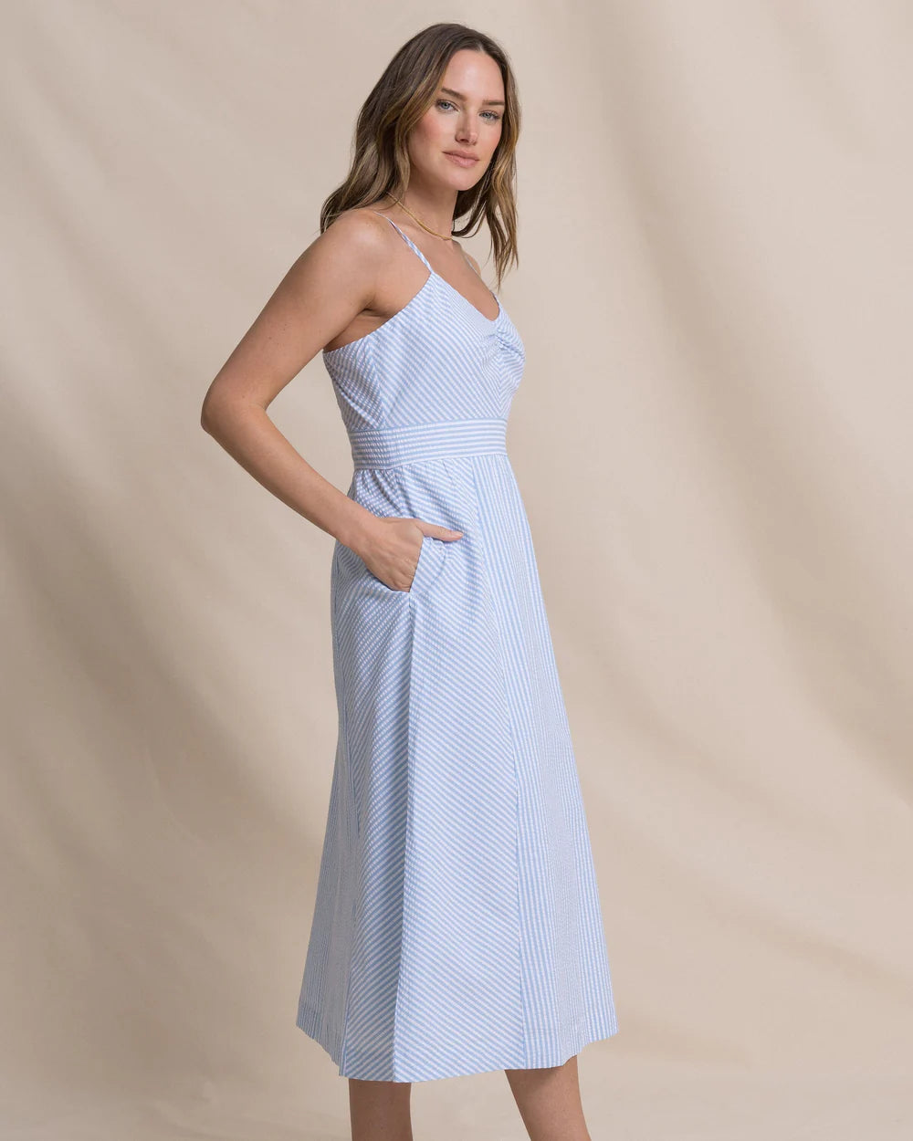 Southern Tide Women's Cami Seersucker Blue (Size XS) 98% Cotton 2% Spandex