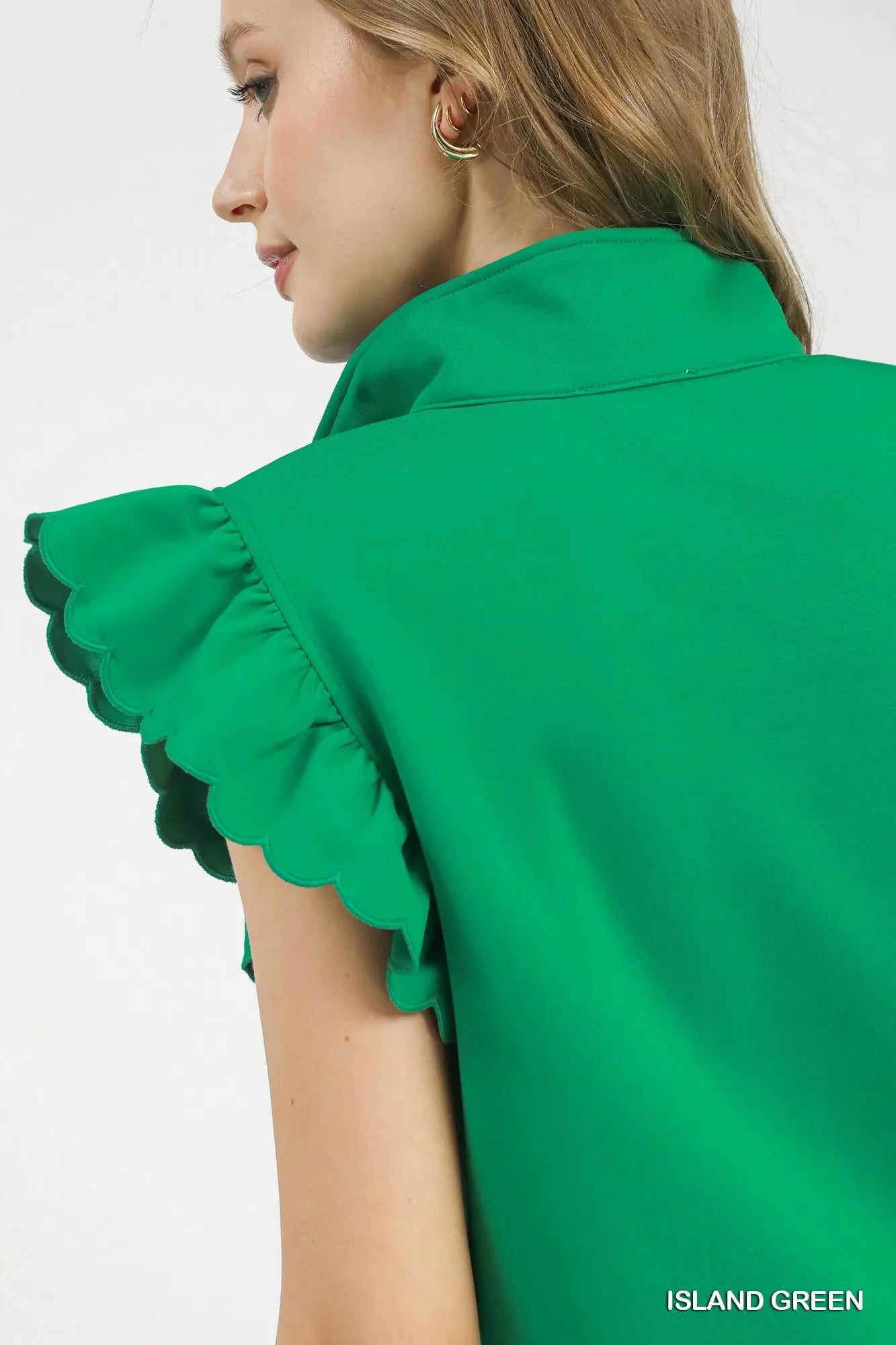 Island Green Ruffle Top