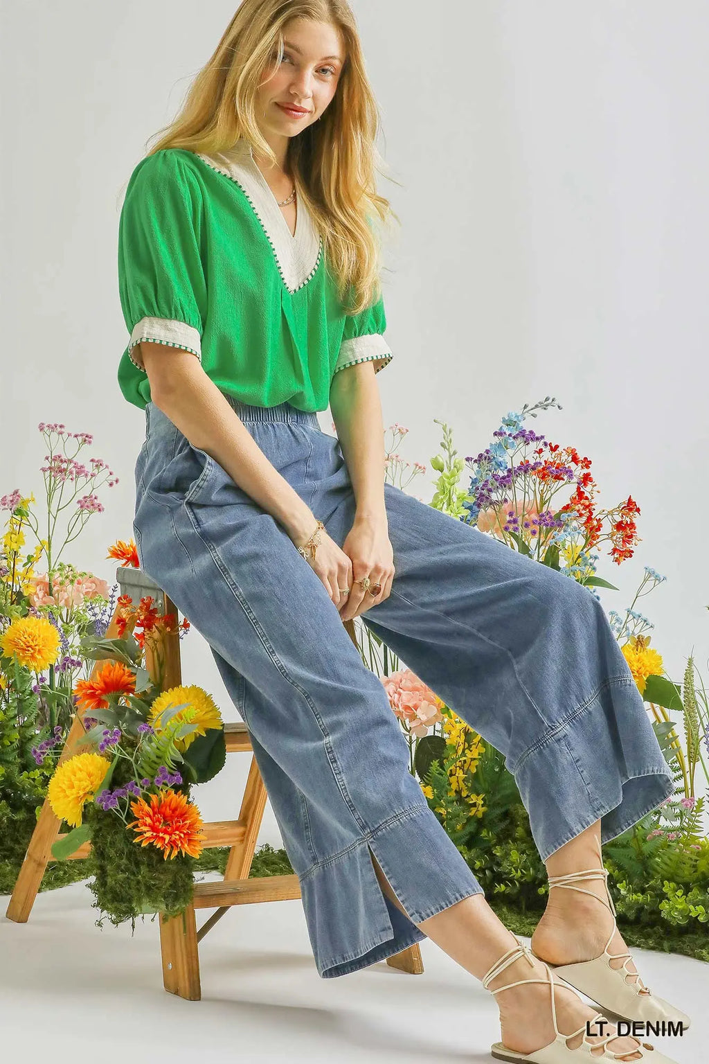 Denim Wide Leg Pants