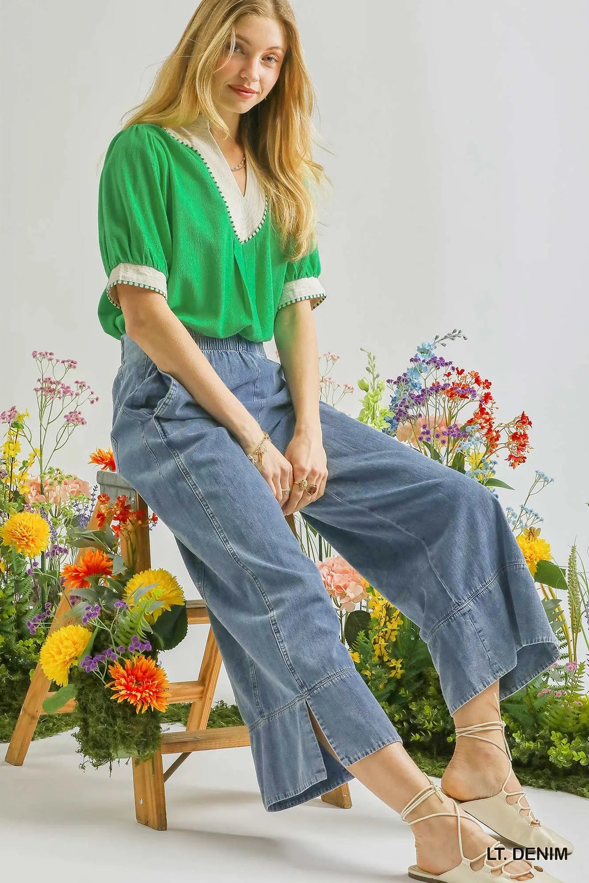 Denim Wide Leg Pants